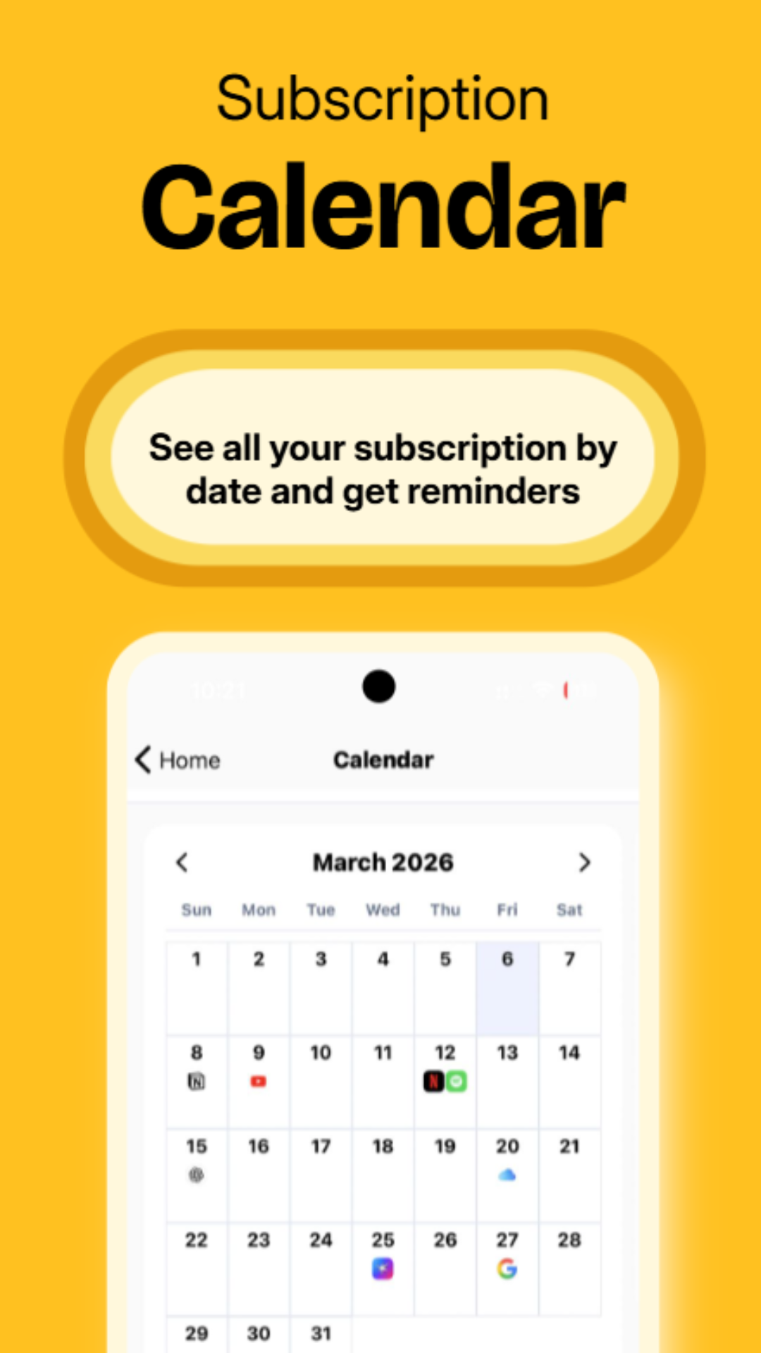 Subscription Calendar